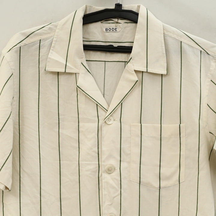 Bode Celery Stripe Short Sleeves Shirt