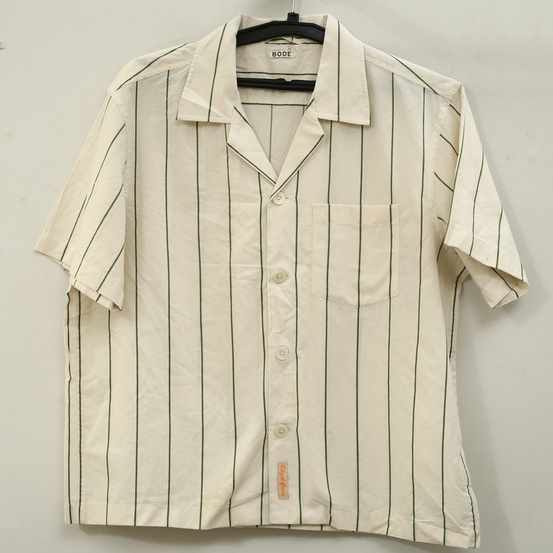 Bode Celery Stripe Short Sleeves Shirt