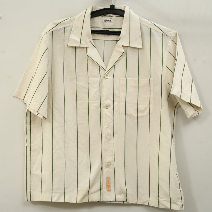 Bode Celery Stripe Short Sleeves Shirt