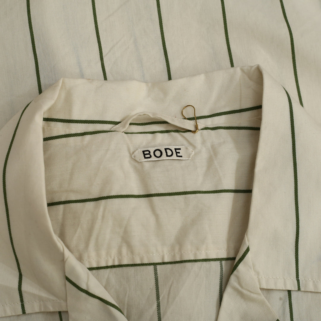 Bode Celery Stripe Short Sleeves Shirt