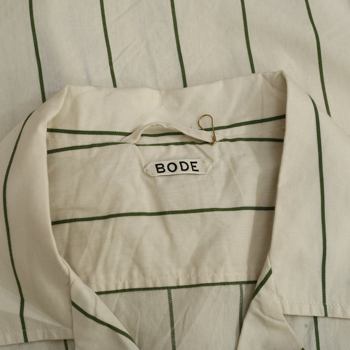 Bode Celery Stripe Short Sleeves Shirt
