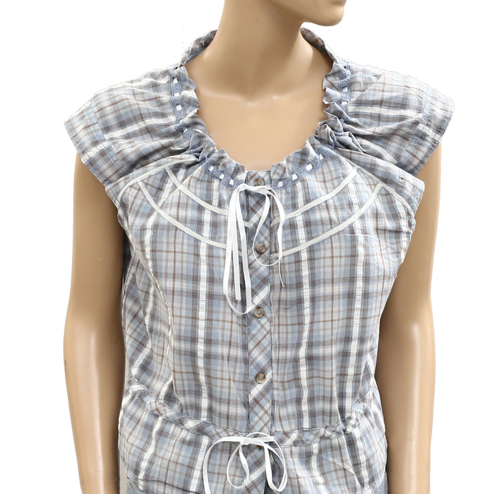 Free People We The Free Evora Plaid Blouse Top