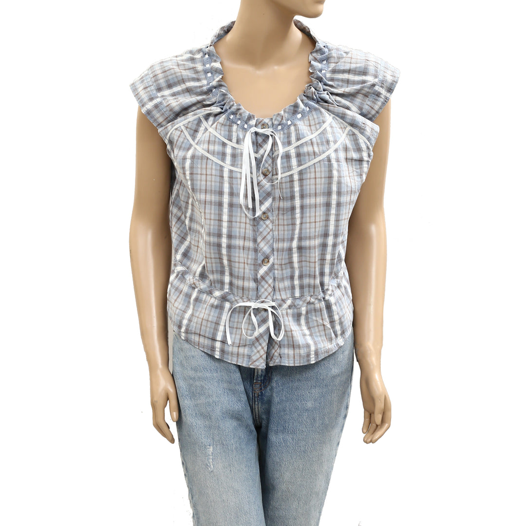 Free People We The Free Evora Plaid Blouse Top