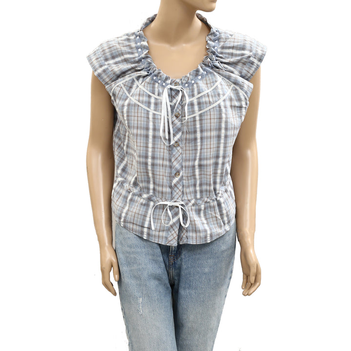 Free People We The Free Evora Plaid Blouse Top