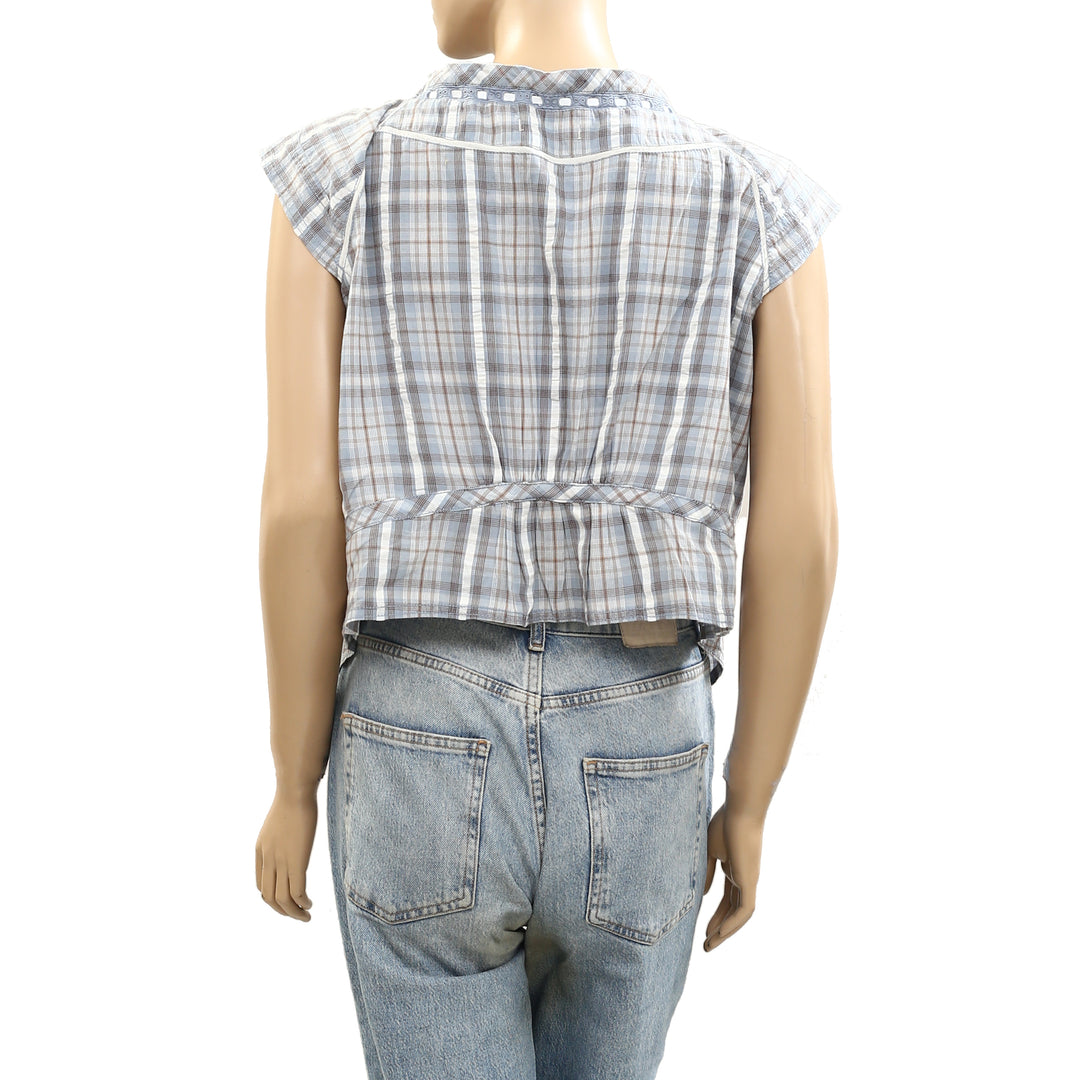 Free People We The Free Evora Plaid Blouse Top