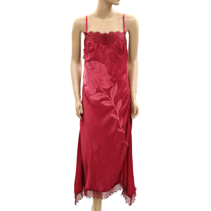 Anthropologie Floral Midi Slip Dress