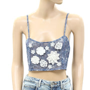 Free People Smocked Floral Patchwork Croppped Cami Top