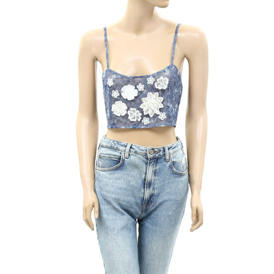 Free People Smocked Floral Patchwork Croppped Cami Top