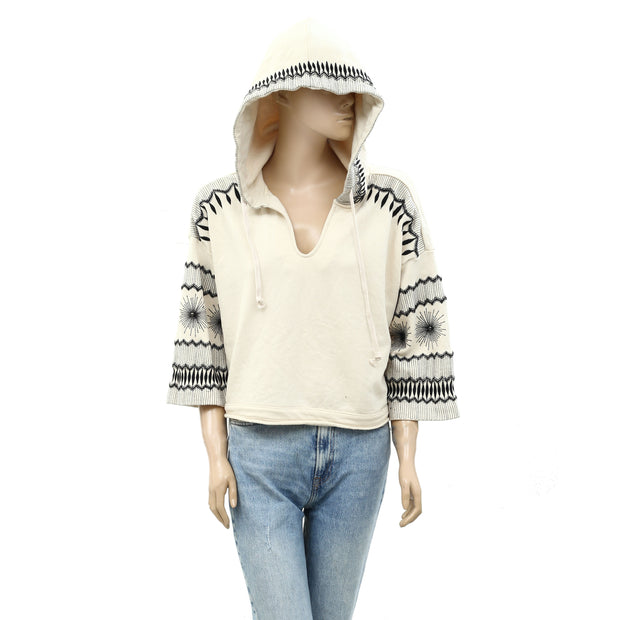 By Anthropologie Embroidered Hoodie Top XS