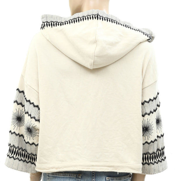 By Anthropologie Embroidered Hoodie Top XS