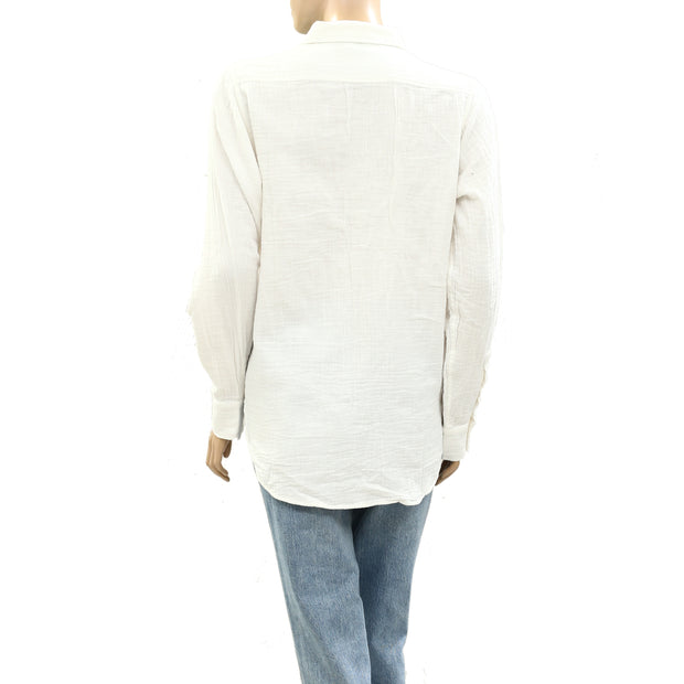 Kerri Rosenthal Solid Buttondown Shirt Tunic Top