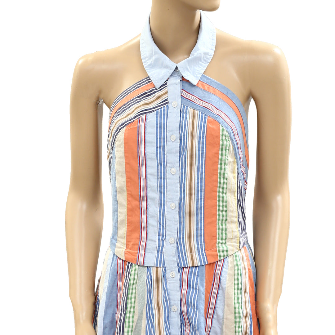 By Anthropologie Maeve Collared Halter Shirt Dress