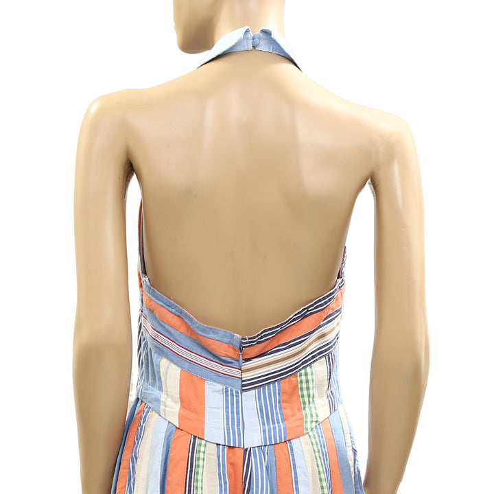 By Anthropologie Maeve Collared Halter Shirt Dress