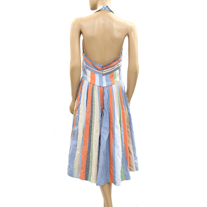 By Anthropologie Maeve Collared Halter Shirt Dress