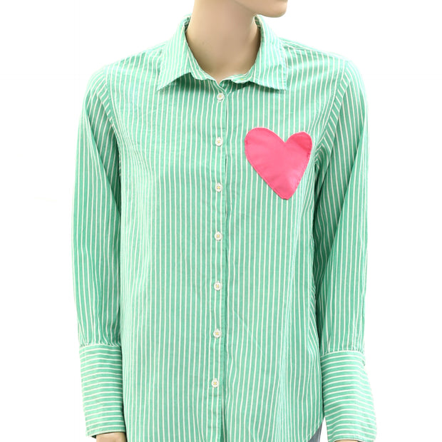 Kerri Rosenthal Mia Heart Patch Shirt Tunic Top