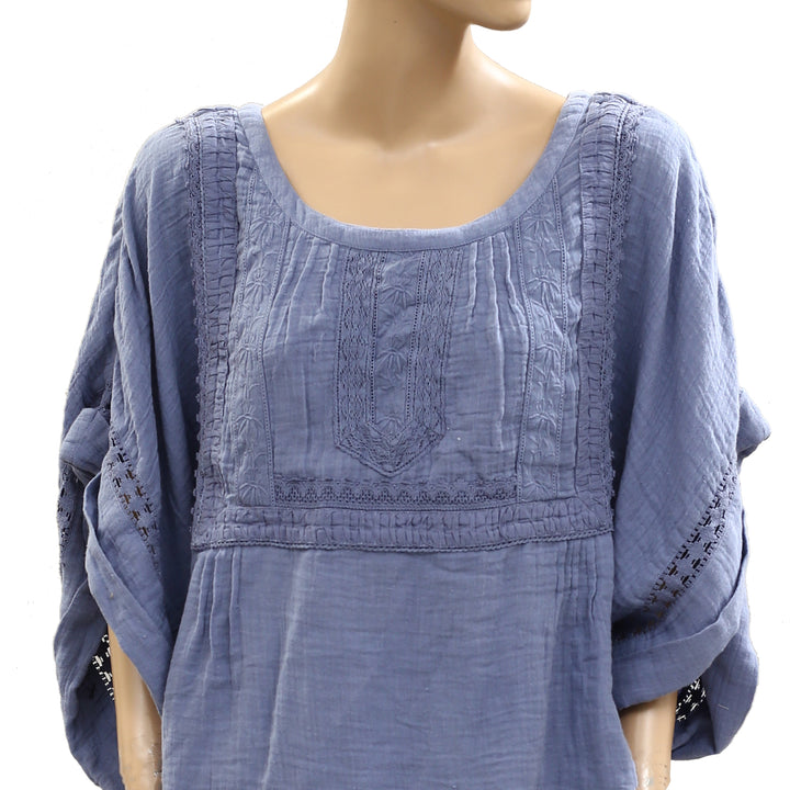 Free People Eden Lace Tee Blouse Top