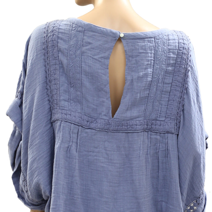 Free People Eden Lace Tee Blouse Top