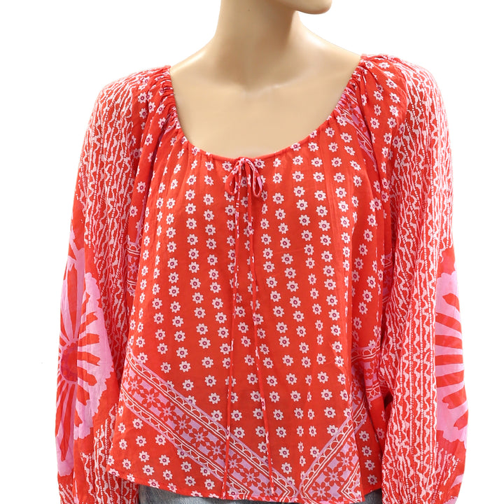 Free People Elena Printed Blouse Top