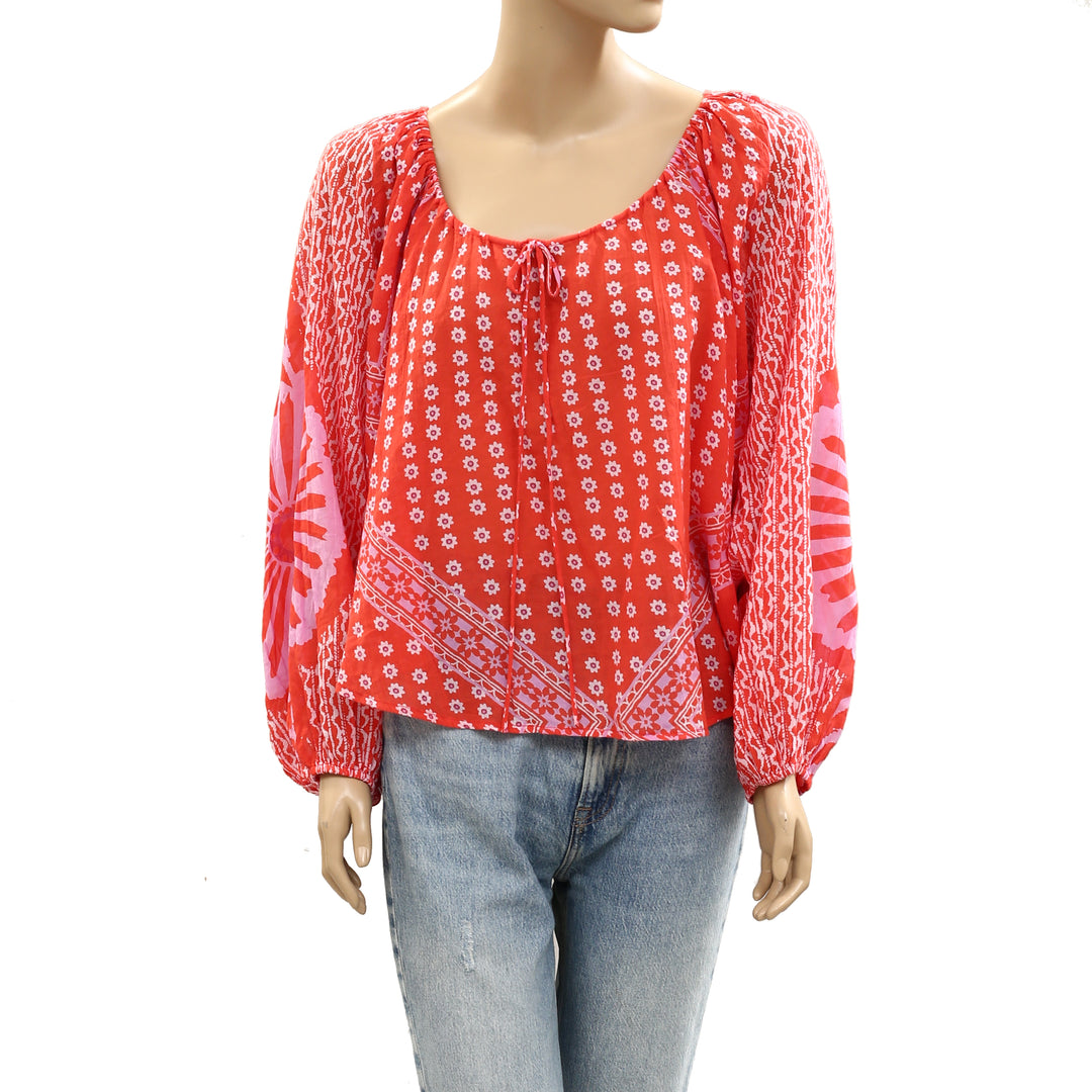 Free People Elena Printed Blouse Top
