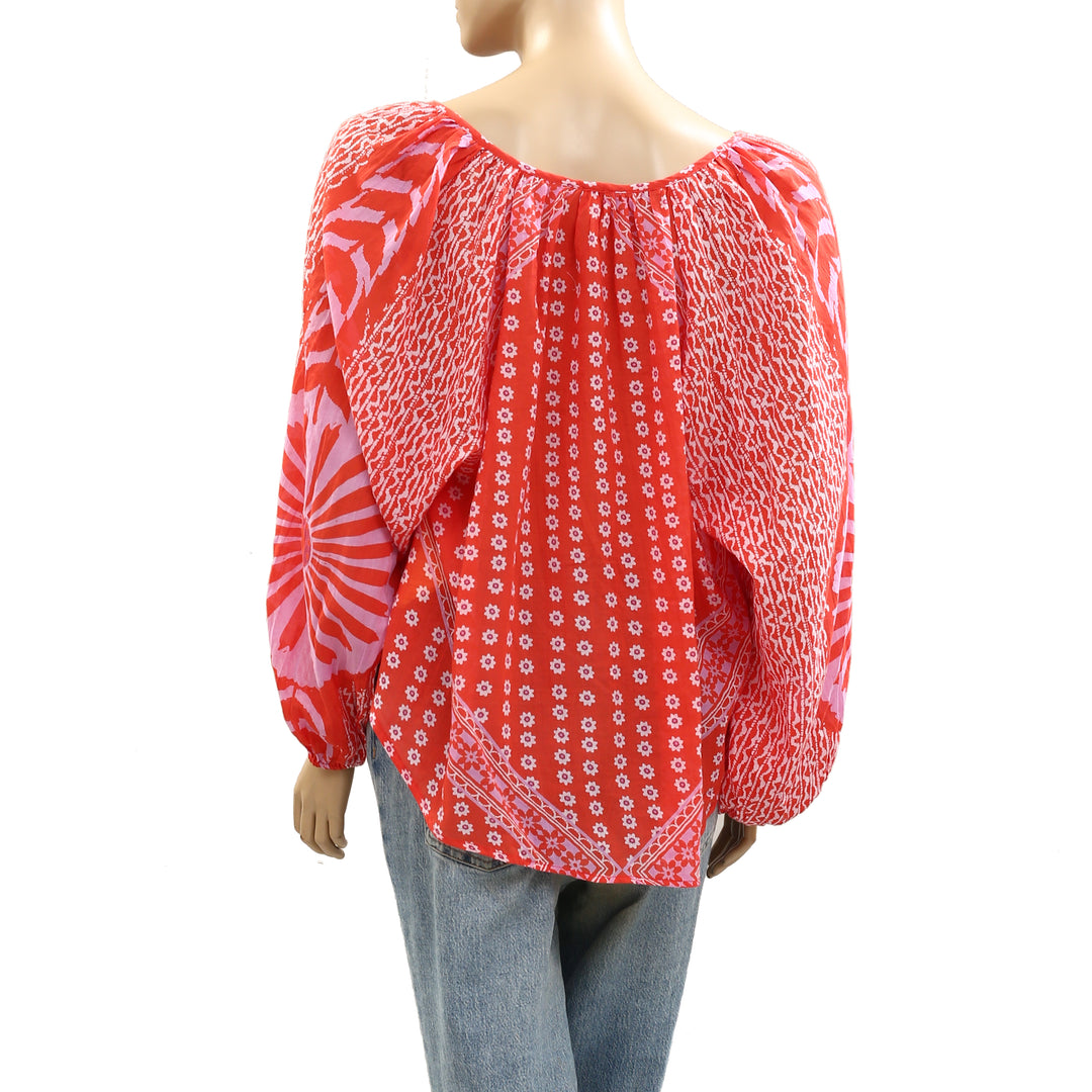 Free People Elena Printed Blouse Top