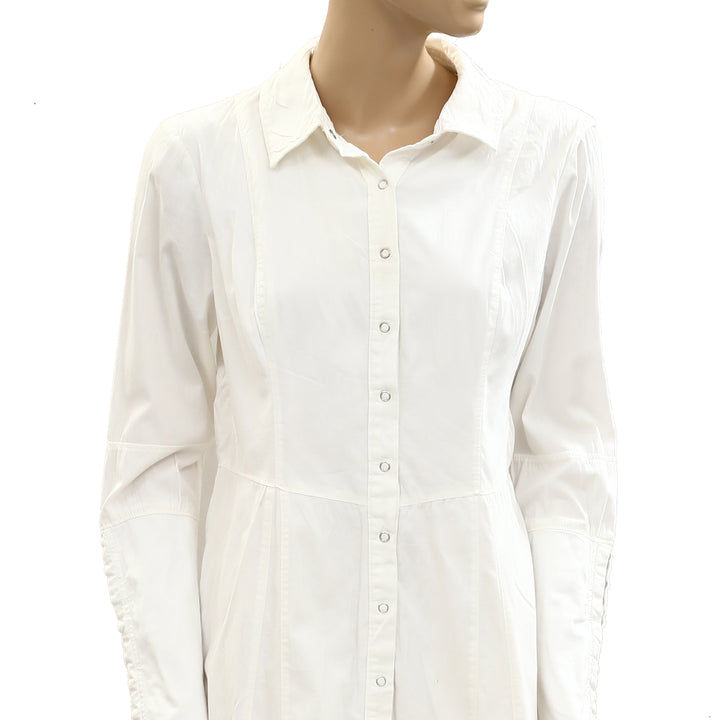 Free People Thea Solid Tunic Button Front Mini Dress