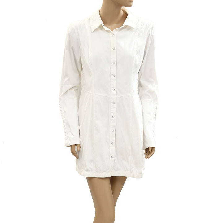 Free People Thea Solid Tunic Button Front Mini Dress