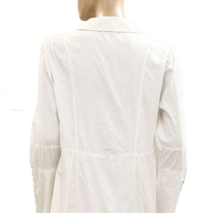 Free People Thea Solid Tunic Button Front Mini Dress