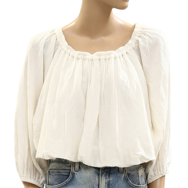 Free People Free Est All About The Bubble Tee Cropped Blouse Top