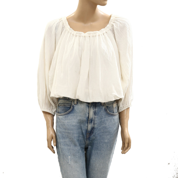 Free People Free Est All About The Bubble Tee Cropped Blouse Top