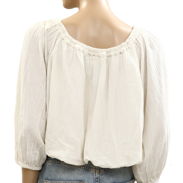 Free People Free Est All About The Bubble Tee Cropped Blouse Top