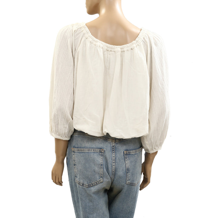 Free People Free Est All About The Bubble Tee Cropped Blouse Top