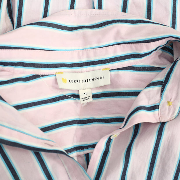 Kerri Rosenthal Marti Striped Button Front Shirt Tunic Top