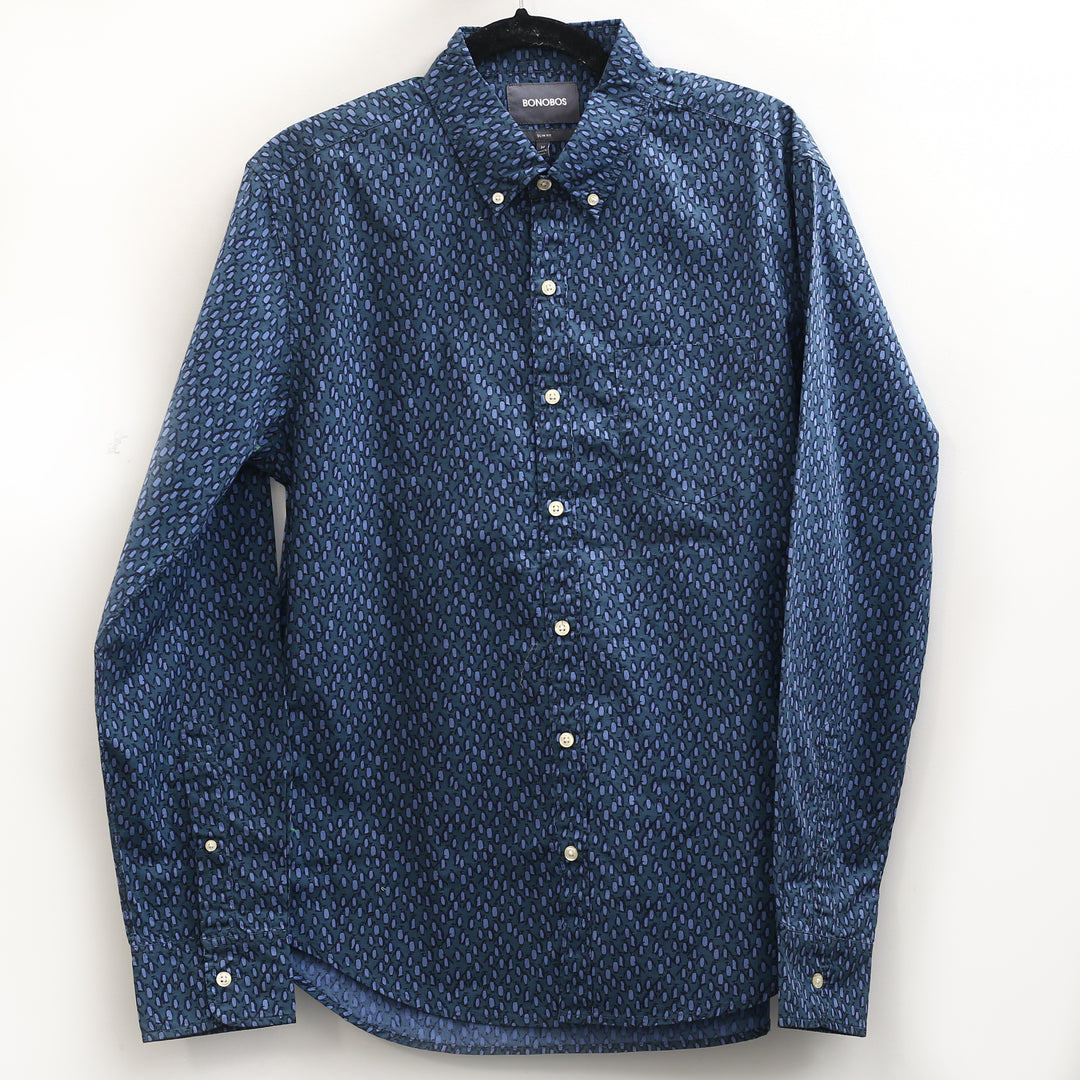 penguin dress shirt Original Men's Slim Fit Summer Check - Blue Update your signature wardrobe with this handsome and refined button front shirt that is finished in a cotton construction Nordstrom Rack Original Penguin Linen