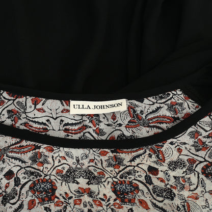 Ulla Johnson Floral Printed Lace Black Tunic Top