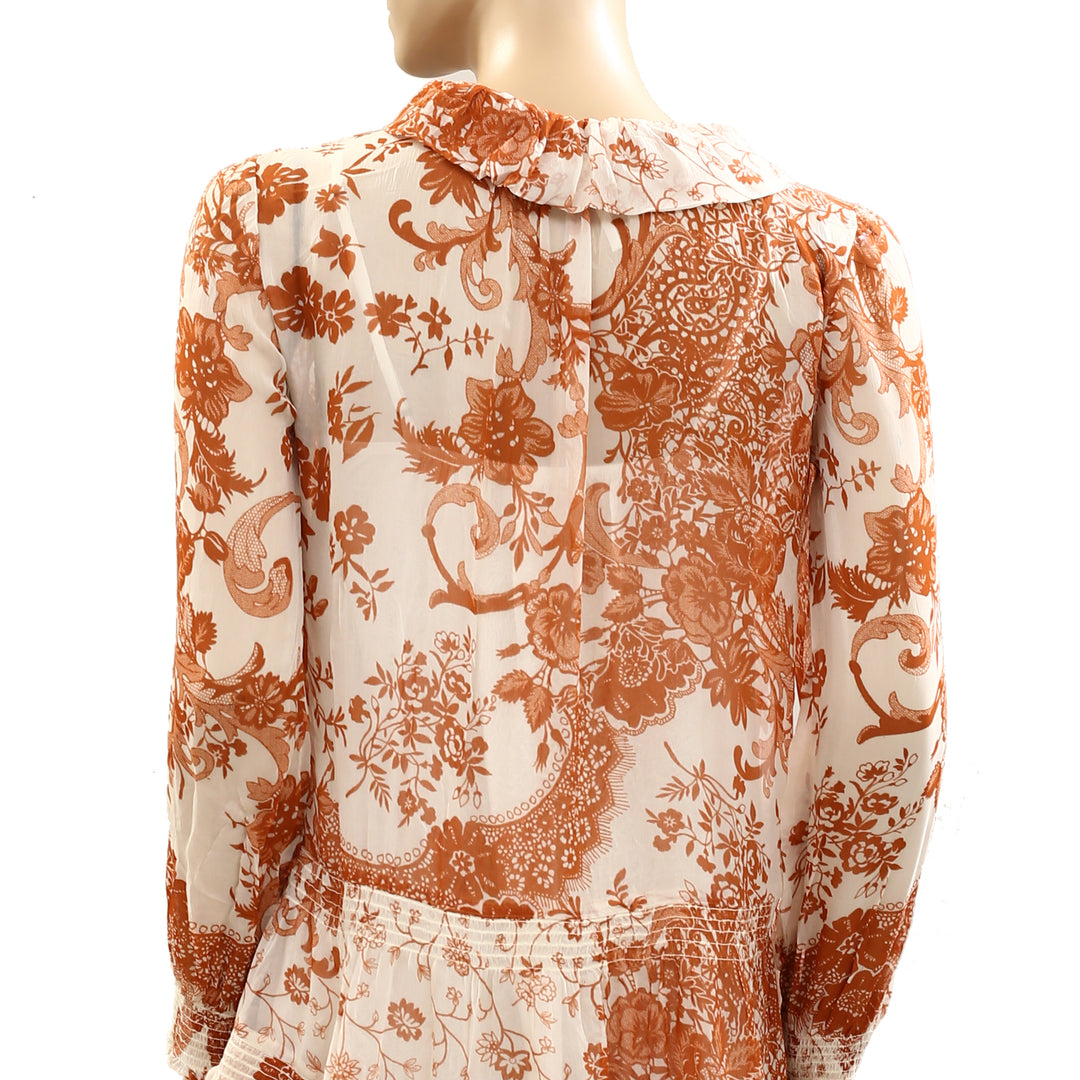 the marais printed chiffon mini dress Anthropologie The Marais Printed Chiffon Mini Dress White Chocolate Couture