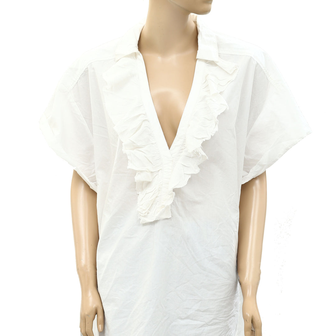 Pilcro Anthropologie Short-Sleeve Reworked Ruffled Blouse Top