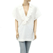 Pilcro Anthropologie Short-Sleeve Reworked Ruffled Blouse Top
