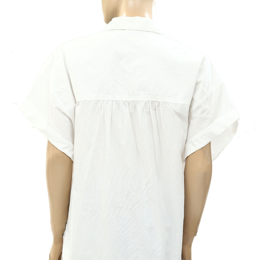 Pilcro Anthropologie Short-Sleeve Reworked Ruffled Blouse Top