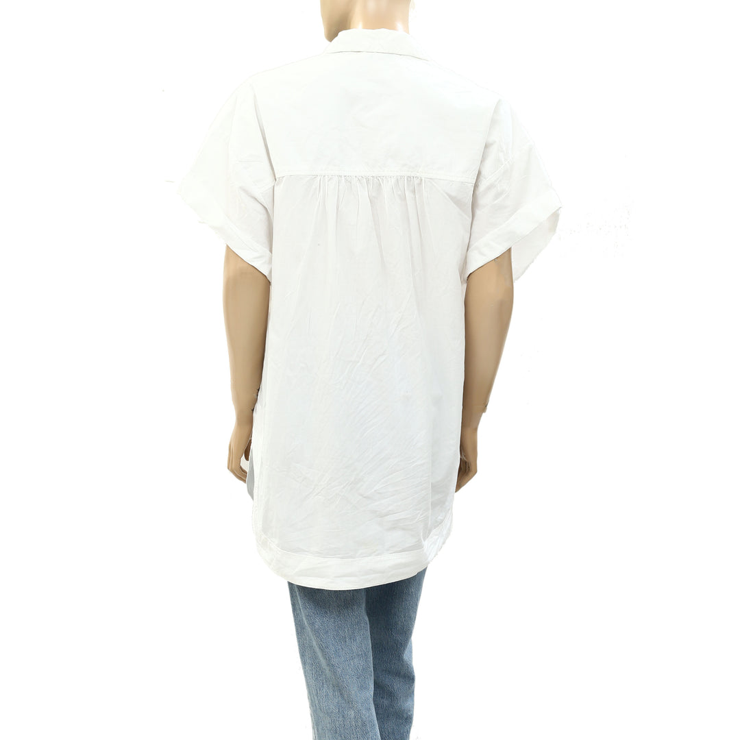Pilcro Anthropologie Short-Sleeve Reworked Ruffled Blouse Top