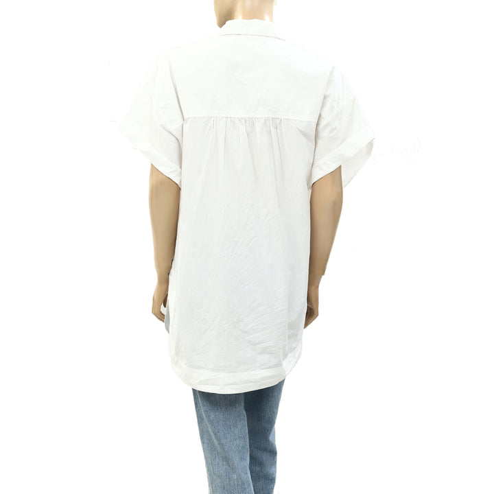 Pilcro Anthropologie Short-Sleeve Reworked Ruffled Blouse Top