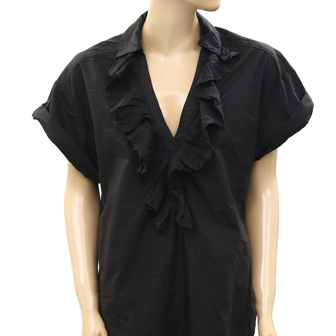 Pilcro Anthropologie Short-Sleeve Reworked Ruffled Blouse Top
