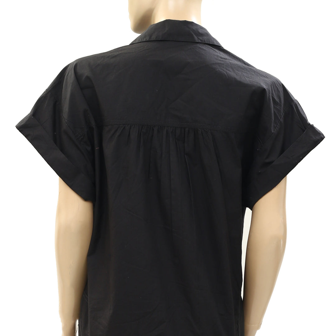 Pilcro Anthropologie Short-Sleeve Reworked Ruffled Blouse Top