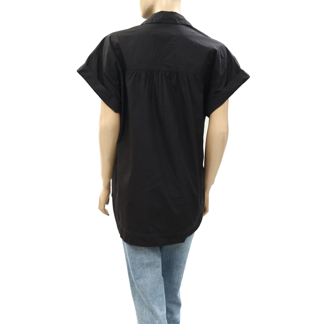 Pilcro Anthropologie Short-Sleeve Reworked Ruffled Blouse Top