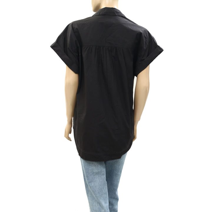 Pilcro Anthropologie Short-Sleeve Reworked Ruffled Blouse Top