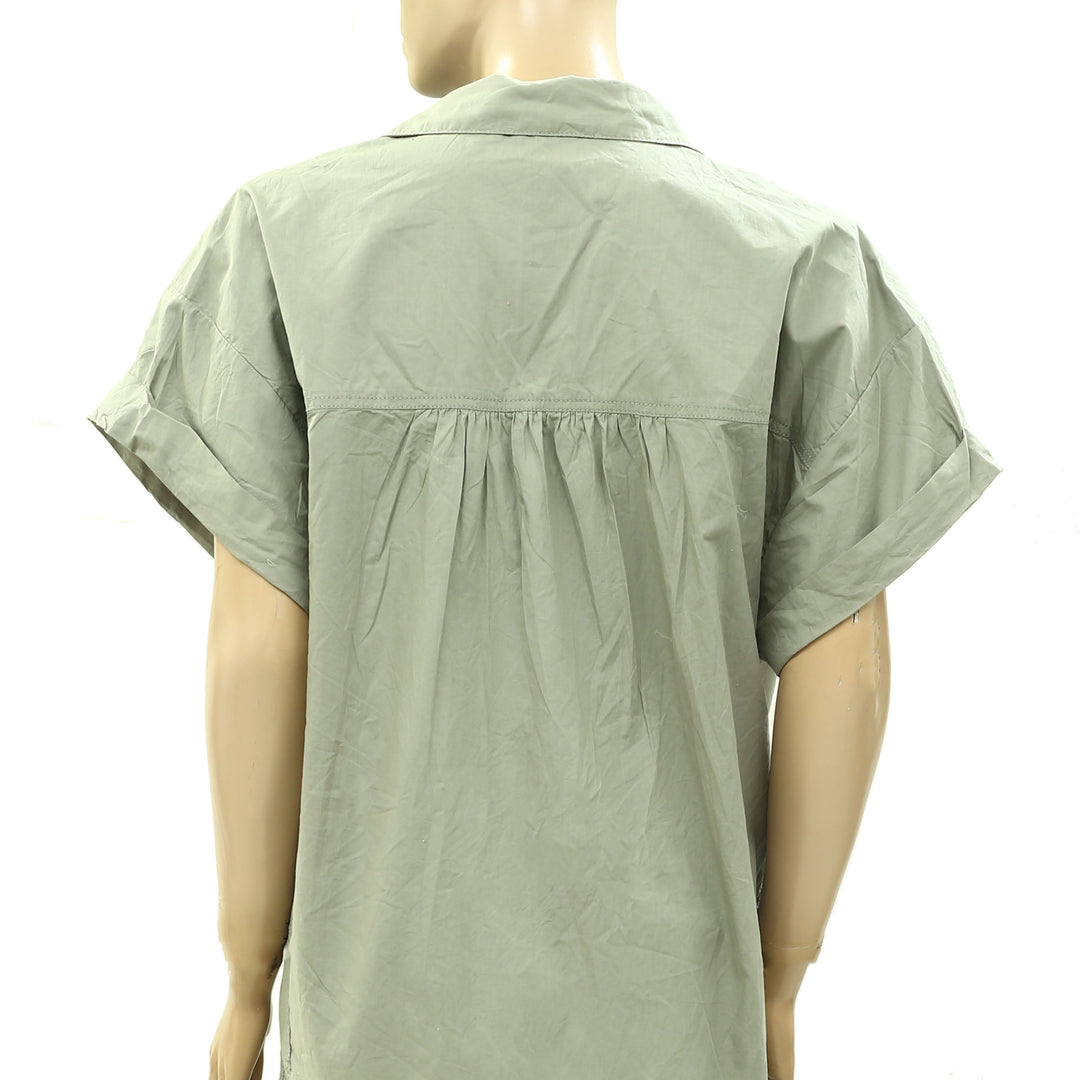 Pilcro Anthropologie Short-Sleeve Reworked Ruffled Blouse Top