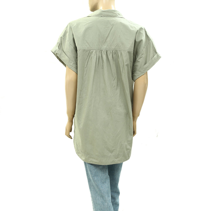 Pilcro Anthropologie Short-Sleeve Reworked Ruffled Blouse Top