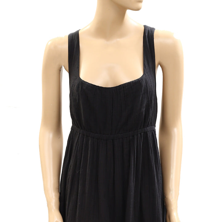 Anthropologie Pleated Sleeveless Criss Cross Maxi Dress