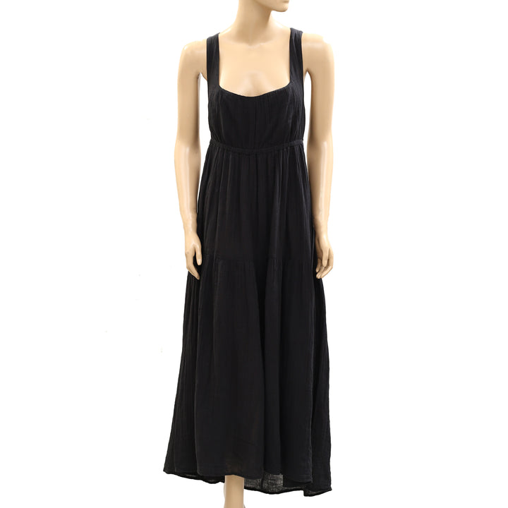 Anthropologie Pleated Sleeveless Criss Cross Maxi Dress