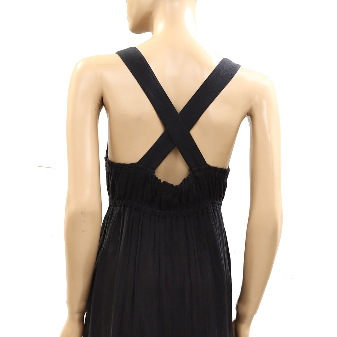 Anthropologie Pleated Sleeveless Criss Cross Maxi Dress