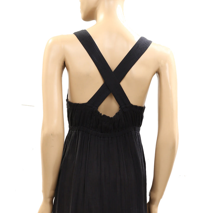 Anthropologie Pleated Sleeveless Criss Cross Maxi Dress